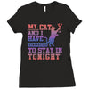 my cat and i stay in tonight Ladies Fitted T-Shirt