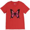 breast cancer butterfly V-Neck Tee
