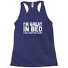 i'm great in bed i can sleep for hours funny Racerback Tank