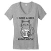 RIGHT MEOW BEER CAT Women's V-Neck T-Shirt