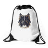 polygon wolf Drawstring Bags