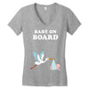 Baby On Board with Stork Women's V-Neck T-Shirt