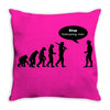 stop following me funny darwins evolution parody mens white t shirt Throw Pillow