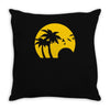 beach silhouette birds sand sunset Throw Pillow