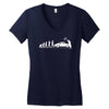 evolution of man' chequered flag classic 912 Women's V-Neck T-Shirt