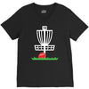 disc golf frisbee leaning on target basket innova V-Neck Tee