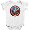 cotton captain america shield distressed, ideal gift or present Baby Bodysuit