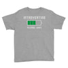 low battery introvert pun humor Youth Tee