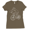 shark riding bicycle bike funny Ladies Fitted T-Shirt