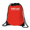 i'm not lazy funny Drawstring Bags