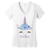 birthday unicorn family series brother Women's V-Neck T-Shirt