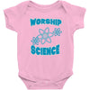 science worship funny geek atheist anti religion Baby Onesie
