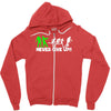 zombie never give up fun Zipper Hoodie
