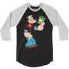 popeye spinach retro mens funny 3/4 Sleeve Shirt