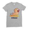 yoga pug exhale Ladies Fitted T-Shirt