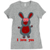 i love you bunny hare rabbit cupid couple kiss fun Ladies Fitted T-Shirt