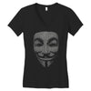 v for vendetta mask guy fawkes cool girls womens cotton t shirt dw01 Women's V-Neck T-Shirt