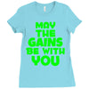 gym gains fitness slogan Ladies Fitted T-Shirt