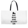 say boo and scary on 2 Weekender Totes