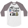 coffee cat 3/4 Sleeve Shirt