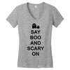 say boo and scary on 2 Women's V-Neck T-Shirt