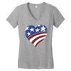 disstressed america flag heart Women's V-Neck T-Shirt