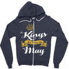 kings are born in may Zipper Hoodie