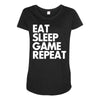 eat sleep game repeat Maternity Scoop Neck T-shirt