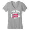 this girl loves drag racing Women's V-Neck T-Shirt