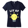 lit af kawaii light bulb Women's V-Neck T-Shirt