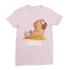 yoga pug exhale Ladies Fitted T-Shirt