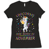 UNICORNS ARE BORN IN NOVEMBER Ladies Fitted T-Shirt