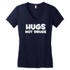 hugs not drugs funny printed Women's V-Neck T-Shirt