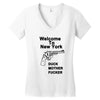 welcome to new york duck mother fucker black t shirt Women's V-Neck T-Shirt