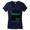 i wear emerald green for liver cancer awareness Women's V-Neck T-Shirt