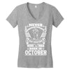 Never Underestimate Dog Rescuer Who Was Born October Women's V-Neck T-Shirt