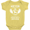 woman with a boxer Baby Bodysuit
