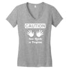caution! jazz handsfunny jazz dance comic boogie camp trumpet Women's V-Neck T-Shirt