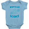 science worship funny geek atheist anti religion Baby Onesie