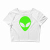 uomo alieno ufo stampa verde fluo divertente mitiche Crop Top