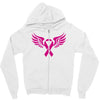 breast cancer ribbon with wing Zipper Hoodie