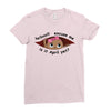 April Peeking Out Baby Girl Ladies Fitted T-Shirt