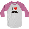 i love mustache 3/4 Sleeve Shirt