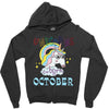 unicorns are born in october cute unicorn Zipper Hoodie