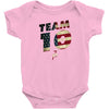 team 10 american flag Baby Onesie
