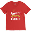 queens are born in october V-Neck Tee