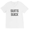 suits suck! t shirt t funny comedy on tv large V-Neck Tee