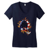 American Flag Q Fire Women's V-Neck T-Shirt