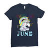 unicorns are born in june cute unicorn Ladies Fitted T-Shirt