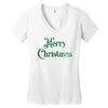 merry christmas green glitter Women's V-Neck T-Shirt